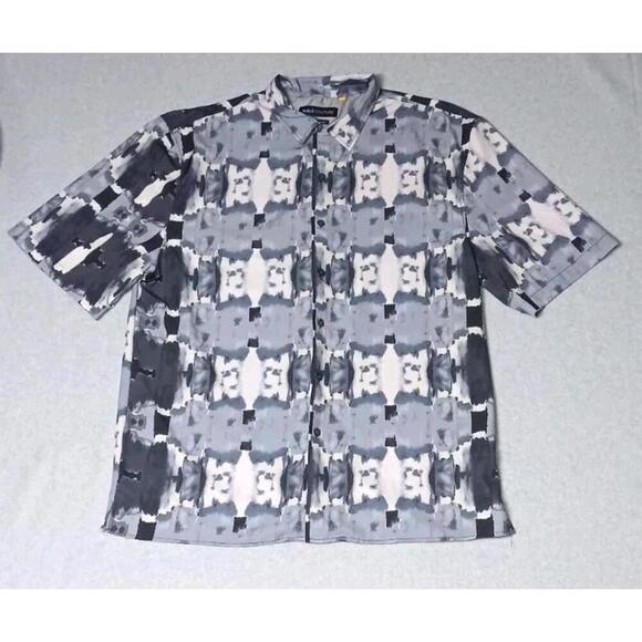 Suslo Couture Other - Suslo Couture Button Up Short Sleeve Shirt Mens Size 3XL Gray Watercolor Design
